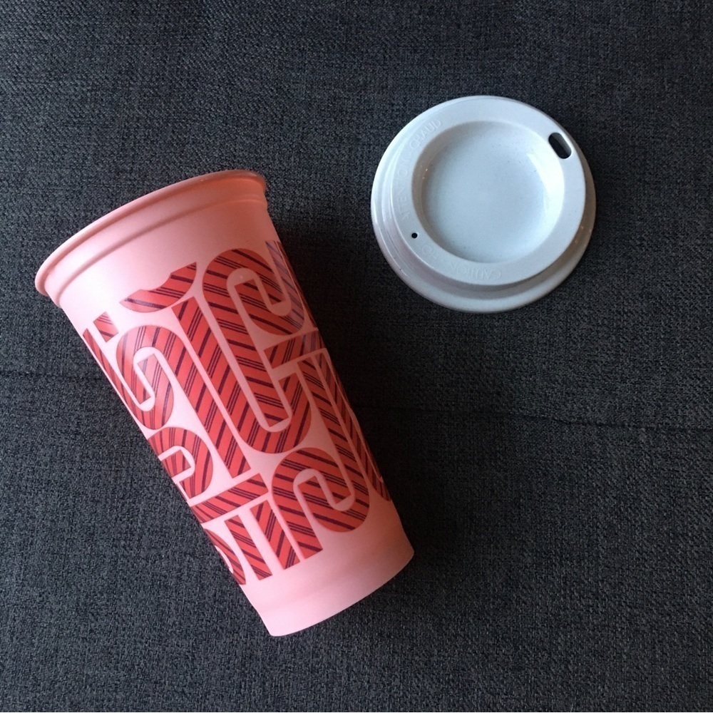 Starbucks Pink Candy Cane Color Changing Hot Cup 16 oz